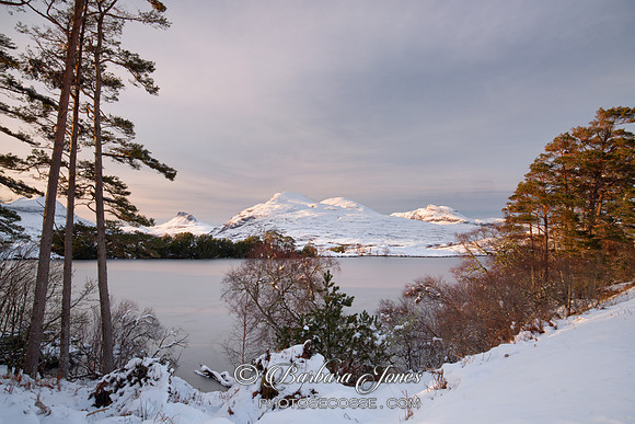 Drumrunie. Loch Cul Dromannan. Setting Sun, Winter. Scotland.