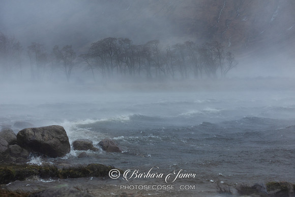 Storm Ciara. Loch Etive. Glen Etive. Scotland.