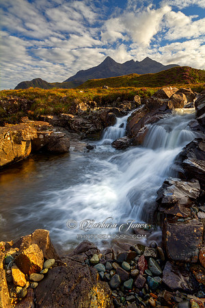 Sligachan River Waterfall . Sgurr nan Gillean. Isle of Skye . Scotland.