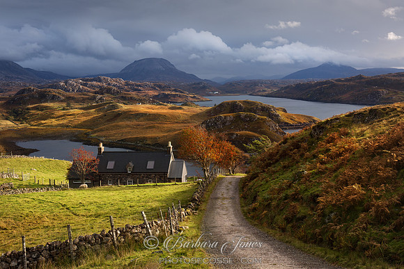 Loch Inchard Scene, Autumn Light, Arkle and Ben Stack. Scotland.