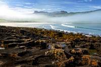 Laig Beach and Mist. Sgurr of Eigg.  Isle of Eigg. Small Isles. Scotland.