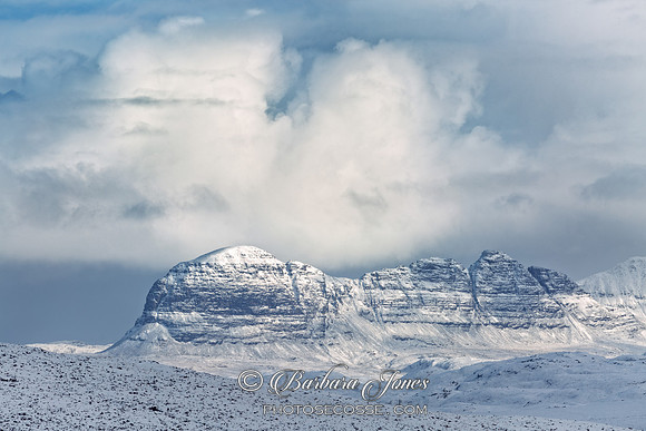 Suilven Snow Cloud North West Geopark Scotland.