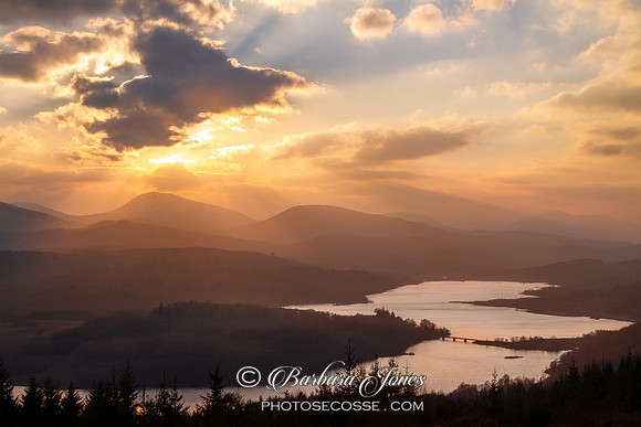 Glen Garry Viewpoint at Sunset Invergarry Scotland.