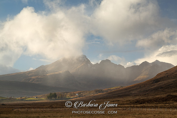 Blaven. Hail squall. Kilbride.  Isle of Skye. Scotland.