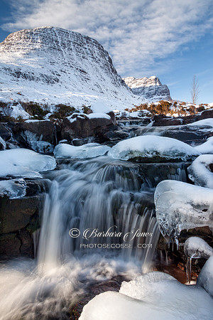 Bealach na Ba.  Russell Burn in Winter. Applecross. Scotland.