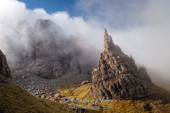 Old Man of Storr Misty Pinnacles Trotternish Skye Scotland.