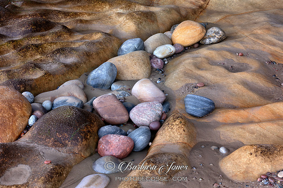 Clashach Cove Sandstone Bedrock Moray Scotland.