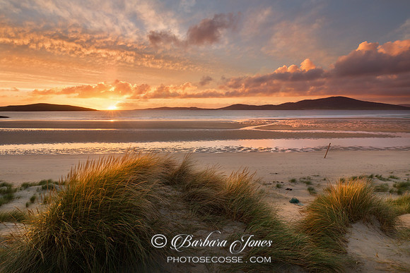 Traigh Seileboist. Machair Sunset.  Isle of Harris, Eilean Siar. Scotland.