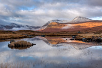Blackmount. Lochan Na Stainge. Blackmount Reflection Autumn. Rannoch Moor. Scotland.