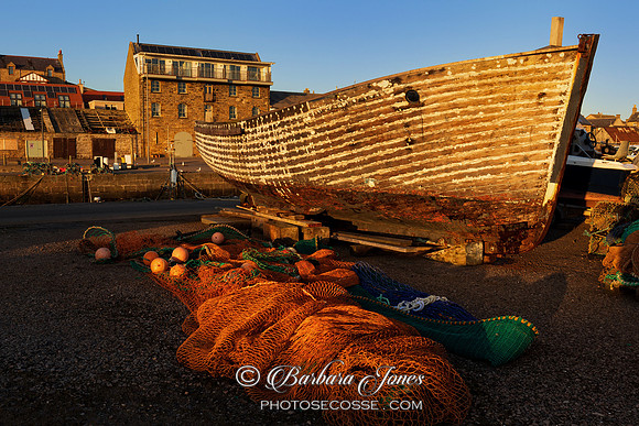 Burghead Harbour Old Boat Moray Scotland.