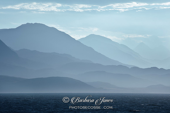Armadale, Misty Layers in Mono, Skye, Scotland.