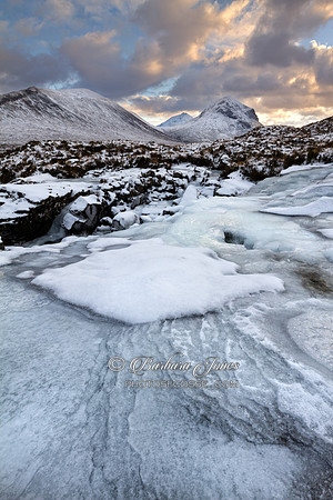 Marsco. Frozen river at Sligachan. Isle of Skye. Scotland.