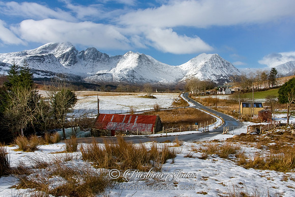 Torrin and Blaven in Winter Skye, Scotland.