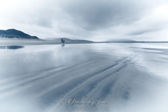 Luskentyre Beach in the Rain. Mono. Isle of Harris. Scotland.