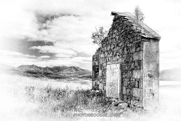 Ruin at Struan. Mono. Isle of Skye. Scotland.
