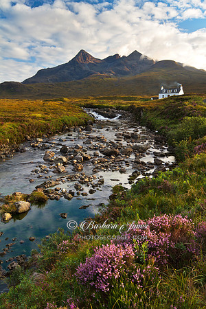 Sligachan . Allt Dearg Cottage in Summer. Isle of Skye. Scotland.