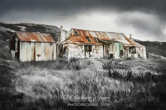 Cottage Ruin Loch Fhionnsabaigh, Golden Road. Harris.