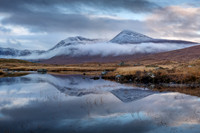 Blackmount. Lochan Na Stainge. Misty Reflection. Rannoch Moor. Scotland.